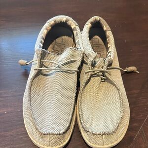 Men’s size 12 Wally Sox  HEY DUDES - beige- excellent condition worn 2-3 times